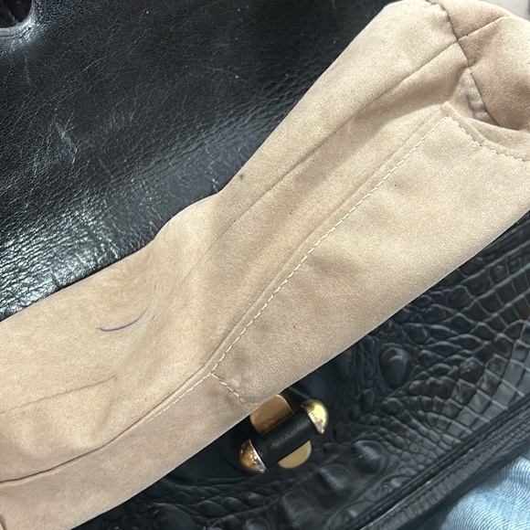 Brahmin Black Melbourne handbag Croc Leather with twist lock Vintage - Picture 16 of 16